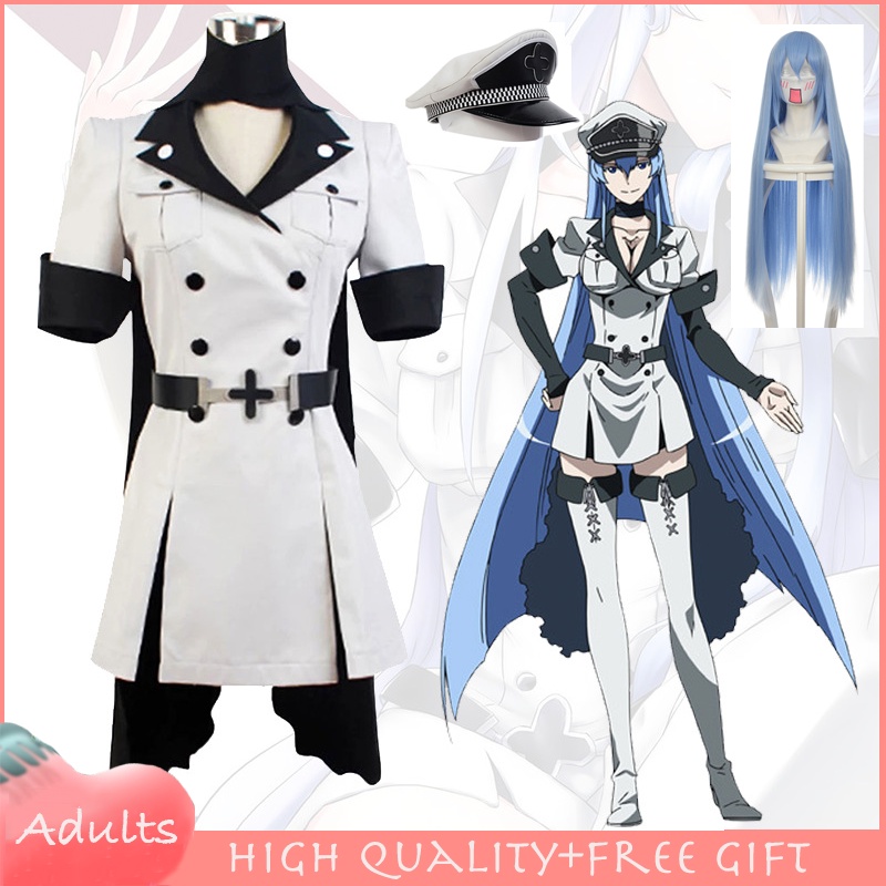Anime Cosplay Akame Ga KILL Esdeath Império Vestuário Geral Conjunto Completo Roupa Uniforme Fantasia De Festa De Halloween