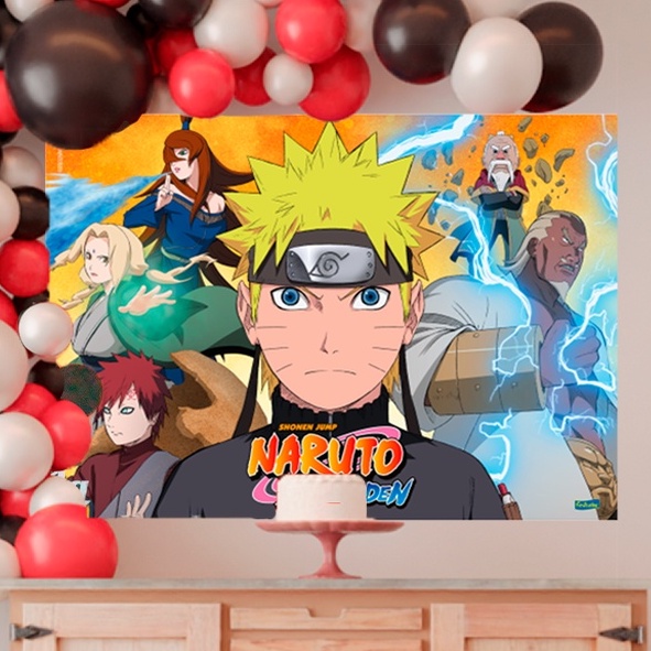 Kit Decoração de Festa Naruto Completo Painel Grande