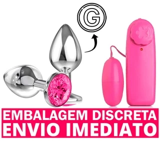 Kit Vibrador Feminino Cápsula Bullet + Plug Anal Tamanho Grande