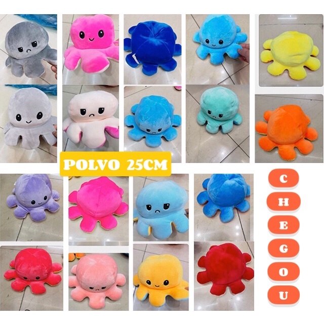 PROMOÇÃO!!! Pelúcia Polvo Reversível Humor Feliz e Bravo / Triste Tik Tok, Fanwix