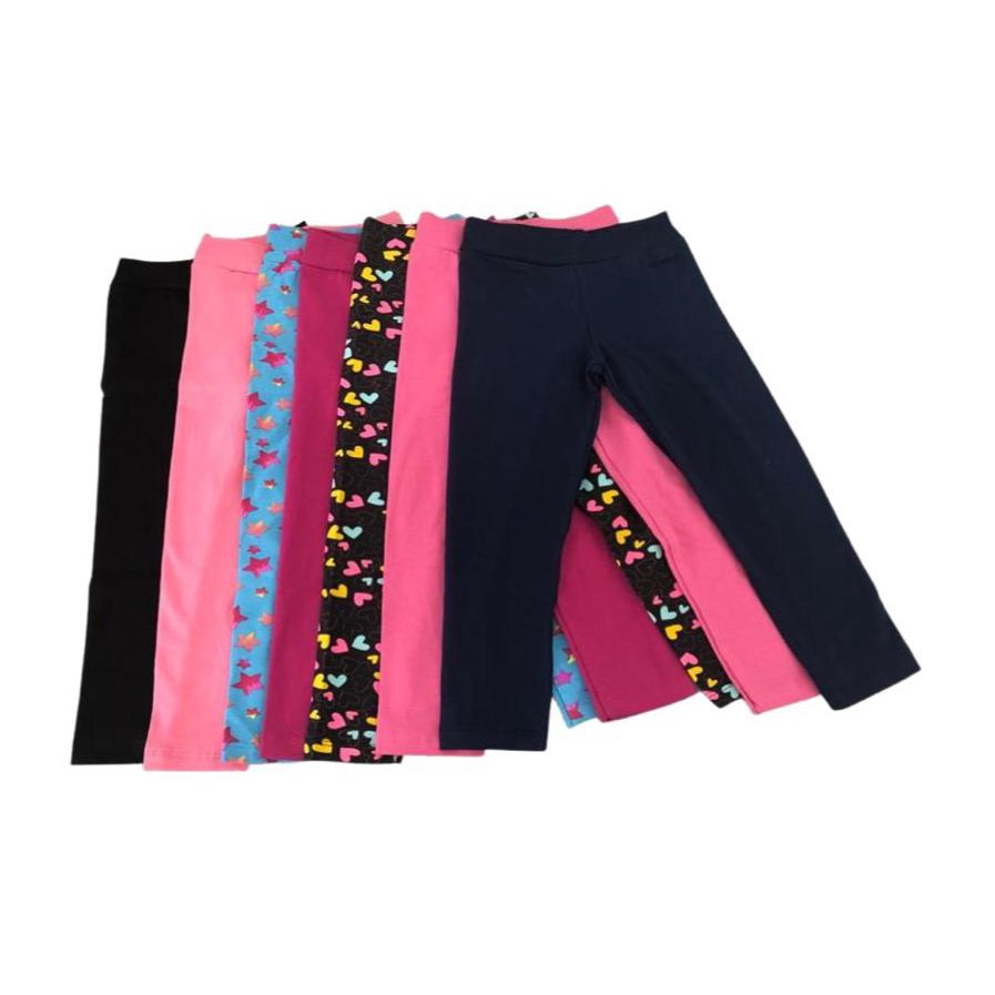 Kit 5 Calças Legging Tamanhos 4, 6, 8 Para Meninas Infantil Em Cotton Leg  Cores Sortidas Lisas E Estampadas