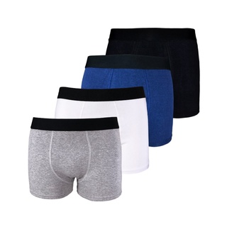 Kit 4 Cuecas Boxer Box Cotton Algodão Lisa Básica Casual