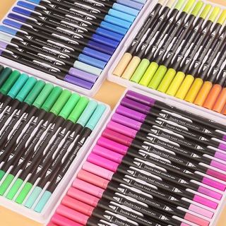 Caneta 80/100/120 Cores Com Escova De Ponta Dupla/De Pincel Para/Papelaria