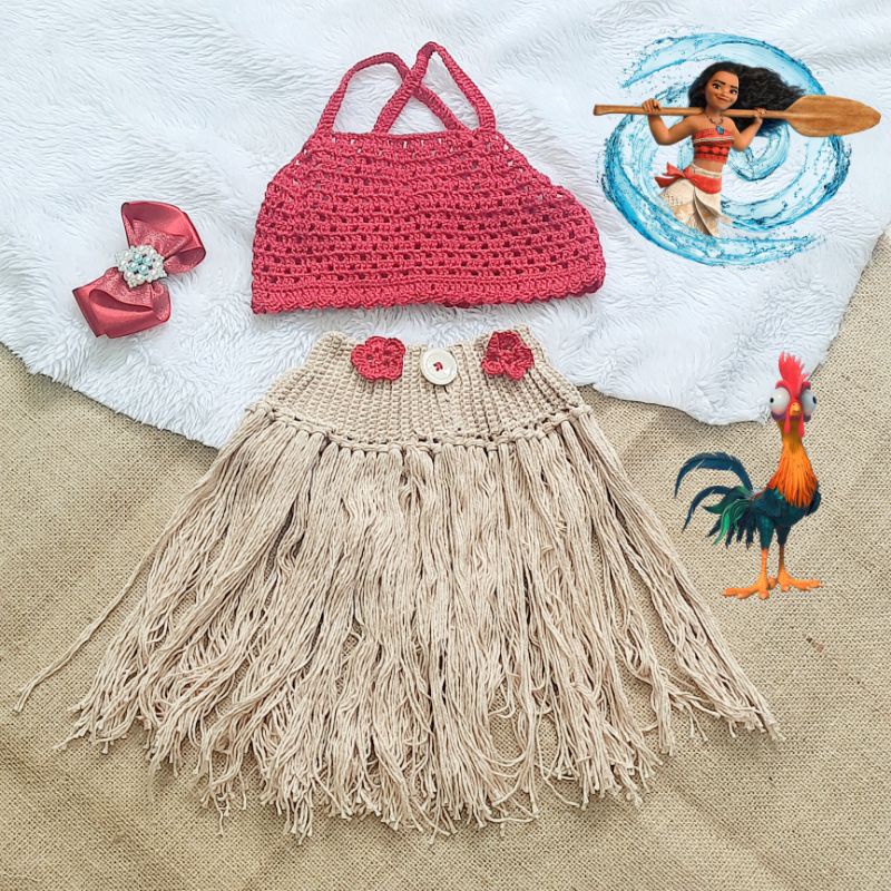 fantasia moana em crochê para bebê