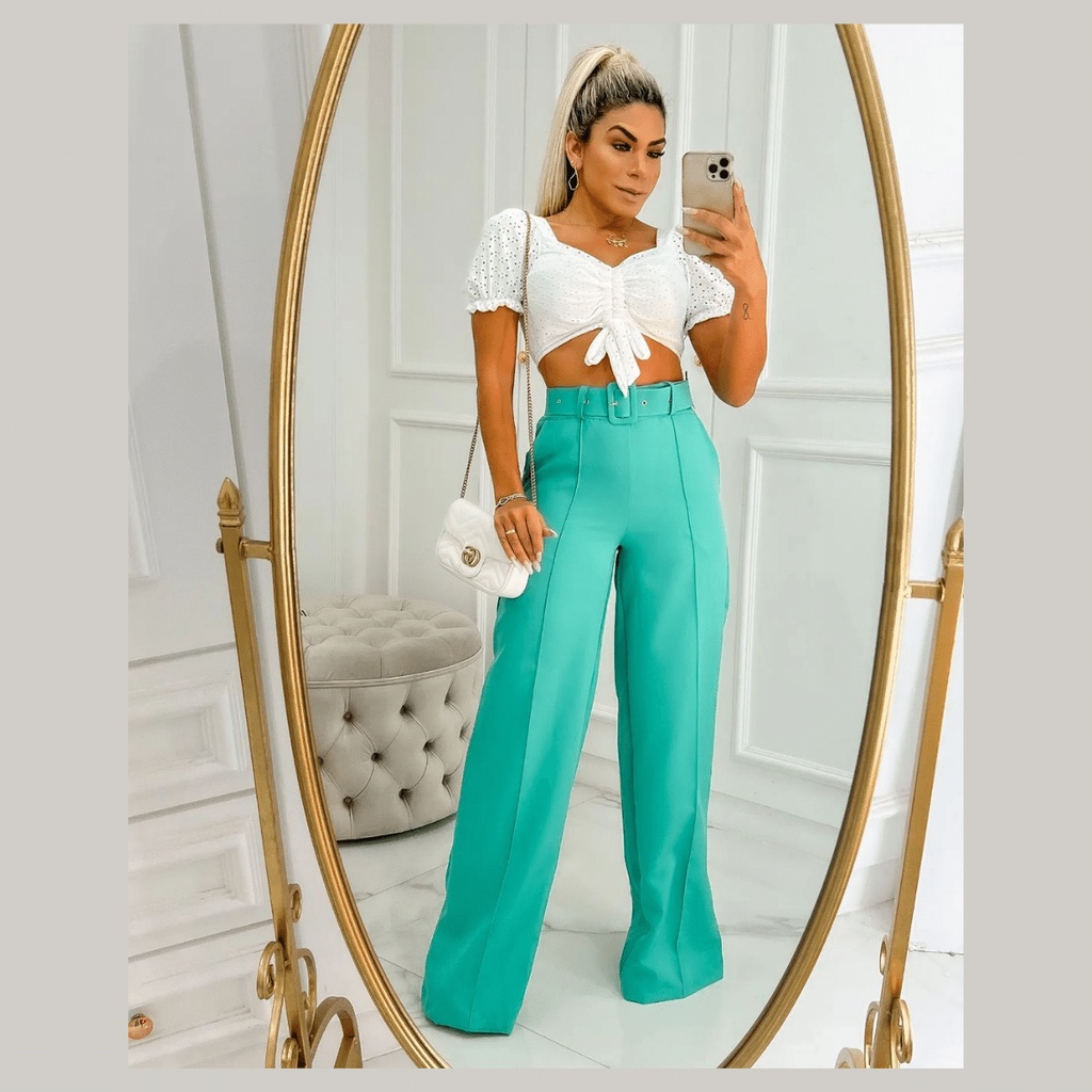 Calça social hot sale pantalona cintura alta