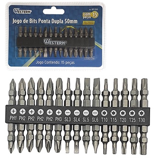 Jogo De Bits Para Parafusadeira Com 15 Pontas Dupla 50mm