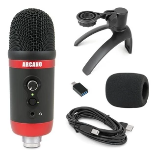 Microfone condensador USB Arcano ARC-BALL NRED c/ tripé