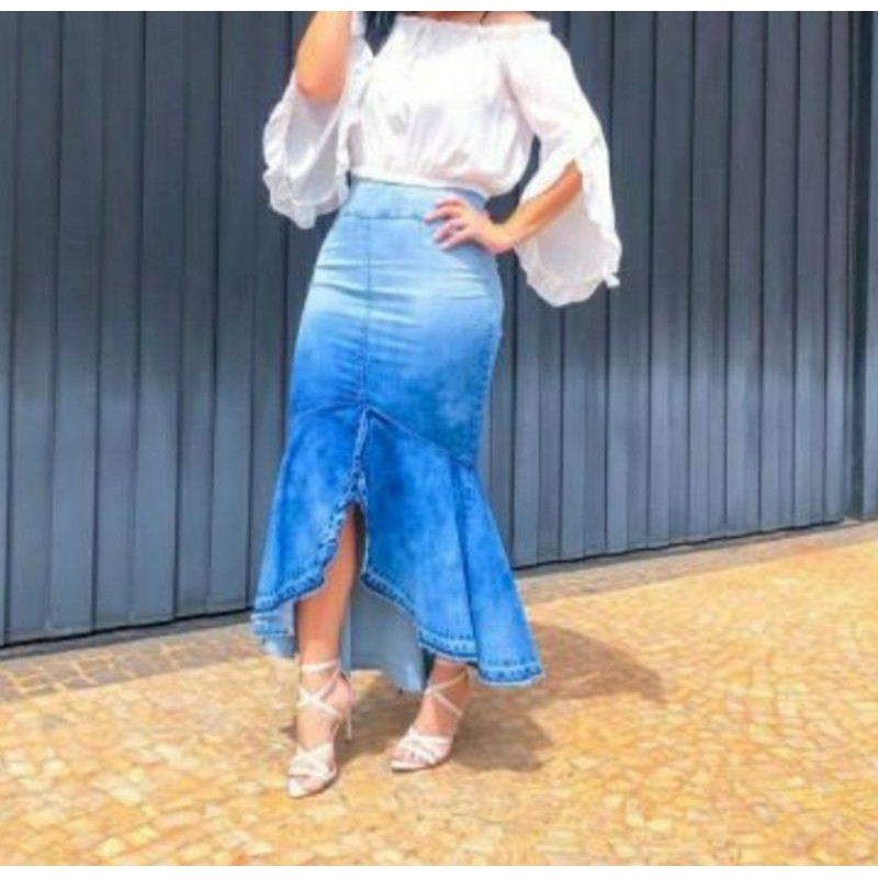 SAIA JEANS MIDI C/BABADO