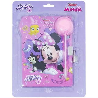 Diário Livro de Segredos Minnie Mouse Disney Com Caneta Pom Pom