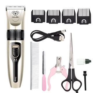 Kit Maquina Tosa Cães E Gatos Recarregavel Aparador Pelos