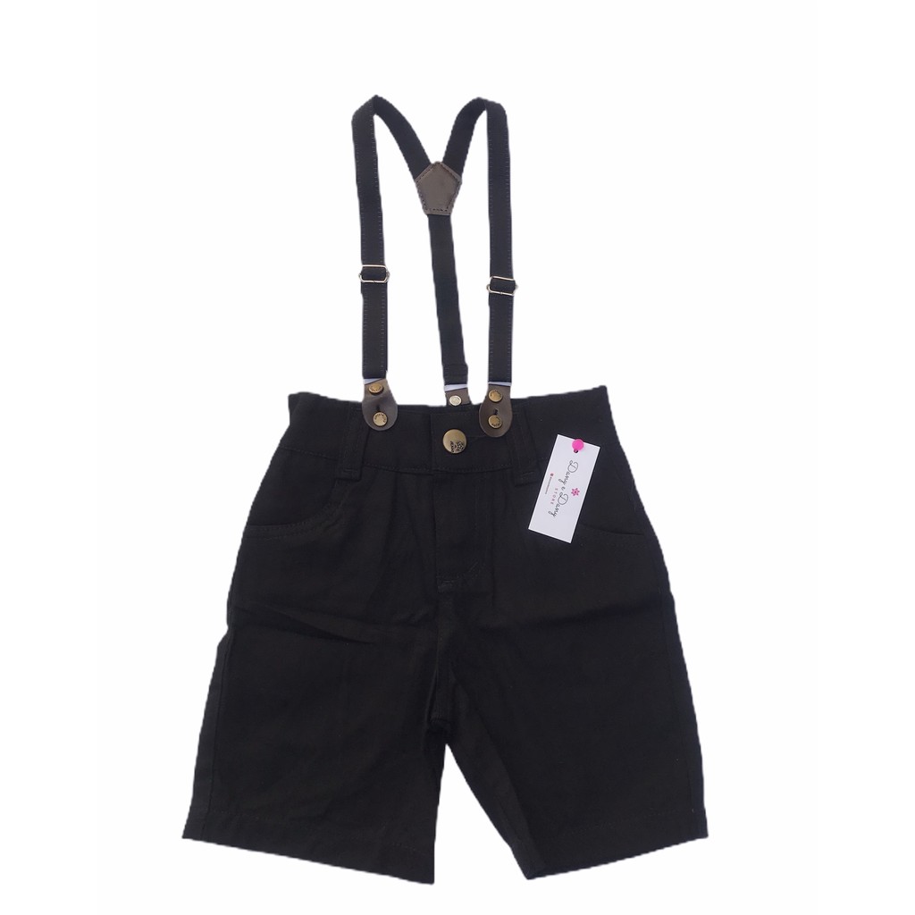 Bermuda com Ajuste Masculina Brim com Suspensório