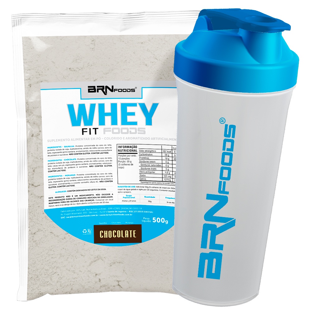 KIT Whey Protein Concentrado em Blend Proteico 500g + Coqueteleira 600ml – BRN Foods