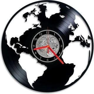 Planeta Terra - Relógio Disco De Vinil Decoração