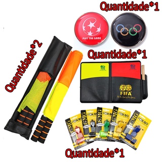 Em estoque].Jogo De Futebol Bandeira De Árbitro Patrulha FIFA Edge  Selecionador Cartão Vermelho Amarelo Equipamentos Apito Capitão Manga  Etiqueta