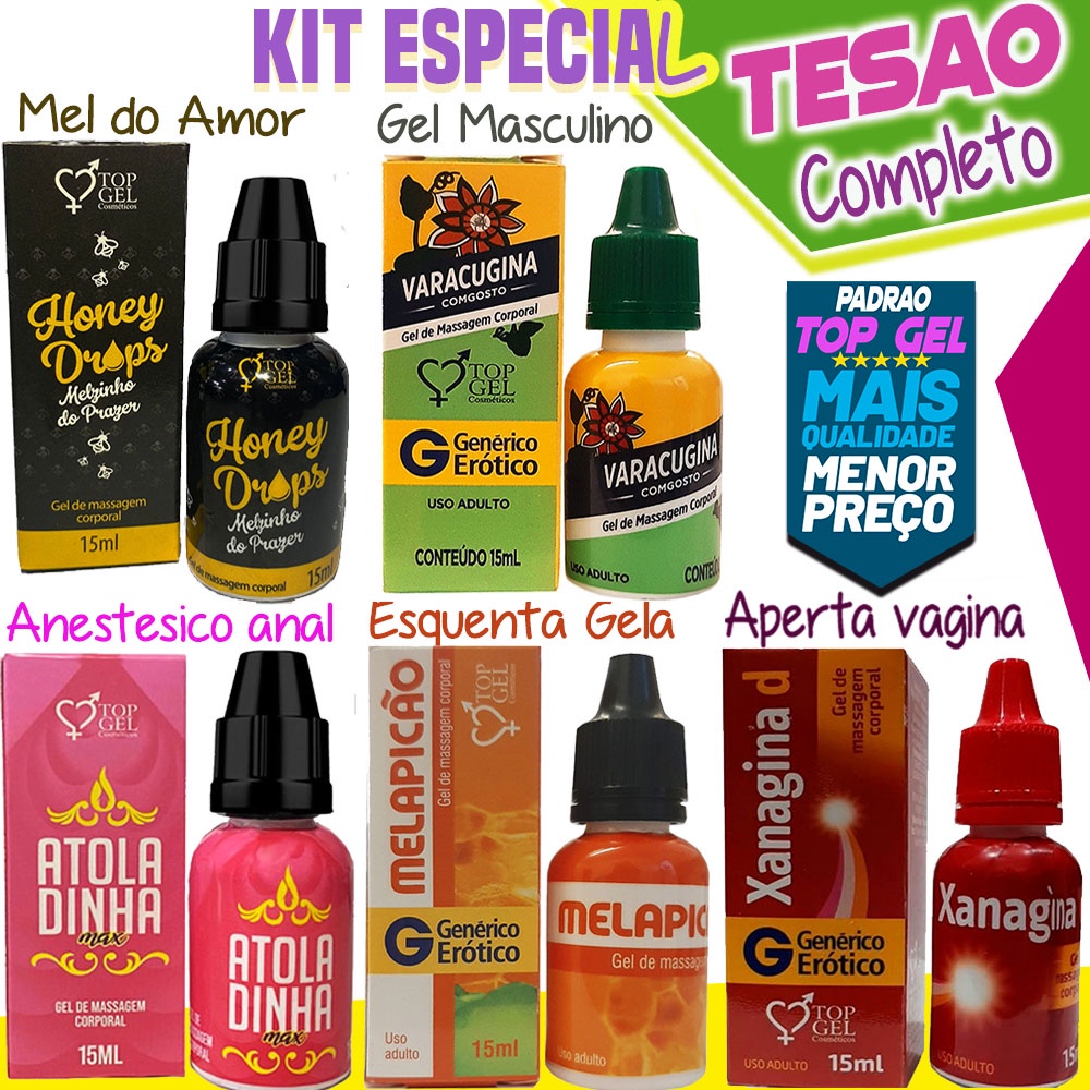 Kit Sexy Tesão Total 5 Géis Produtos Eróticos Picantes De Sex Shop Uso Adulto Top Gel Lb 