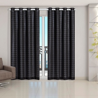 Cortina sala quarto Blackout Prata Com Voil Xadrez 2,00 X 2,30 Blecaute