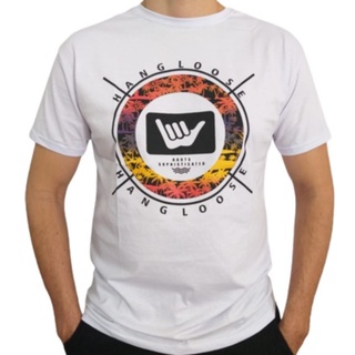 Kit 2 Camisa masculina de marca blusa branca surfista gola redonda camiseta preta e branca masculino estampa frontal
