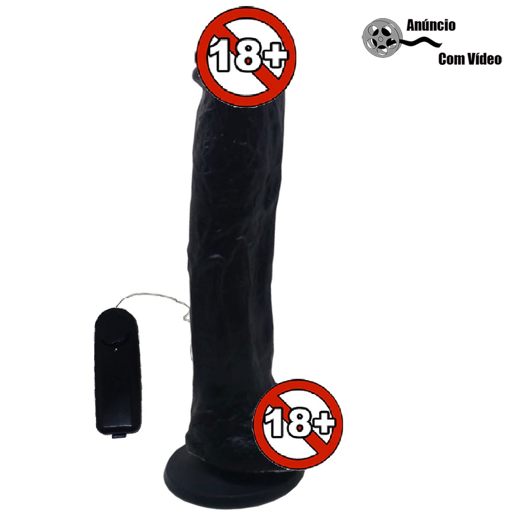 Pênis De Borracha Gigante Preto 25cm x 5,0cm Com Escroto Ventosa E Vibrador  - Monstruoso - Corre Que Ta Baratinho