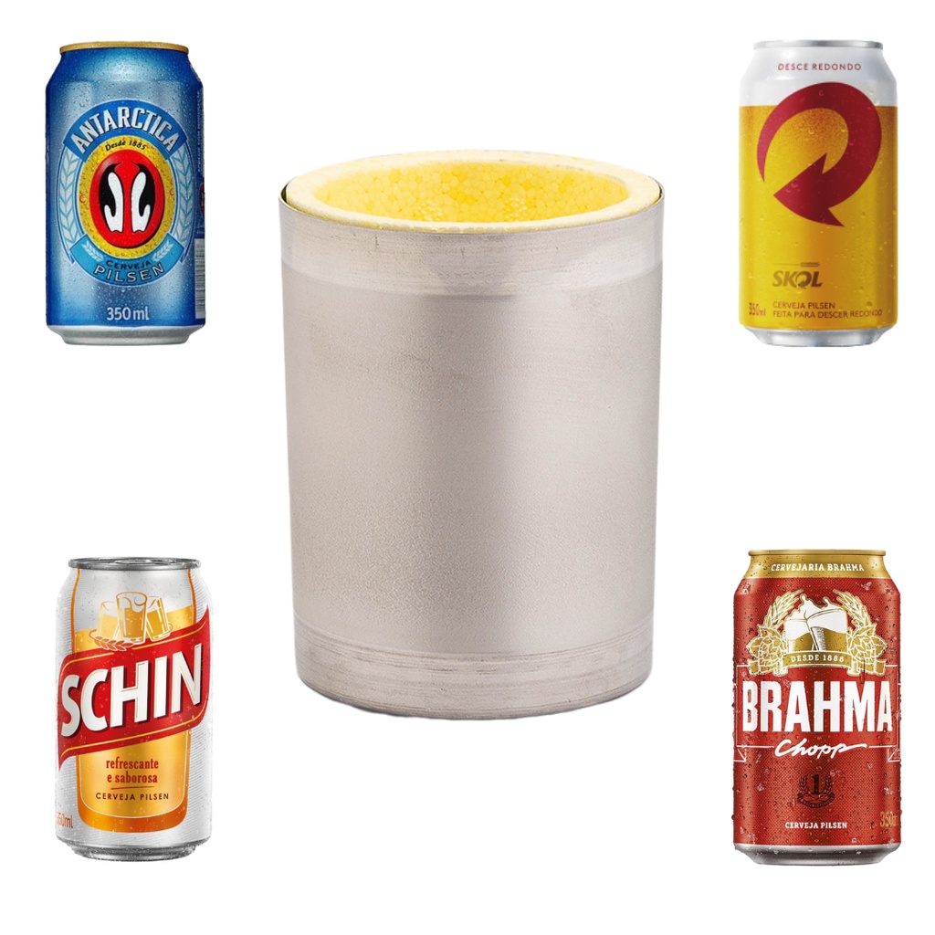 Porta Lata de Cerveja Latinha 350 ml Alumínio Polido/Lixado Térmico Bar ...