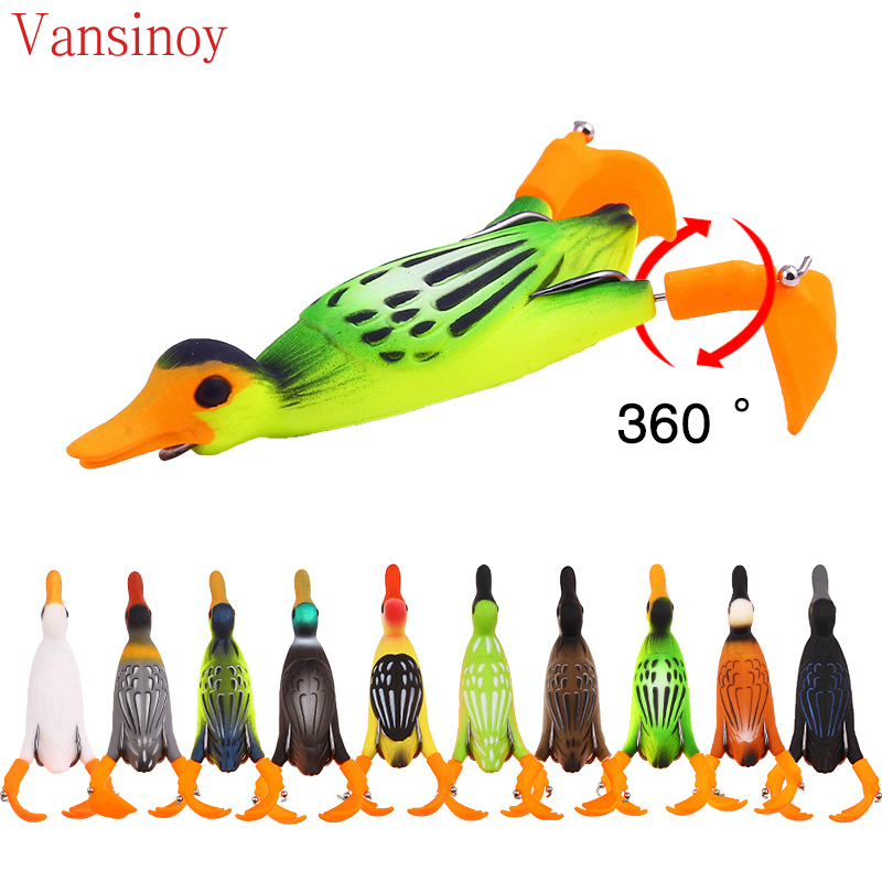 Vansinoy lure Isca Hélice flippers Pato 11,2 g 9,5 cm Trator Giratório De Água Flutuante