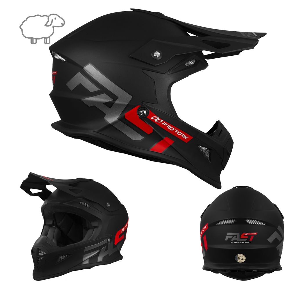 Capacete Motocross Pro Tork Fast 788 Solid Masculino Feminino Novo Preto Vermelho