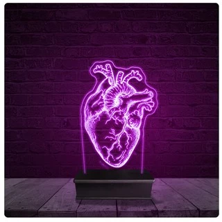 Luminária e Abajur Acrílico Led - Coração Medicina Médico