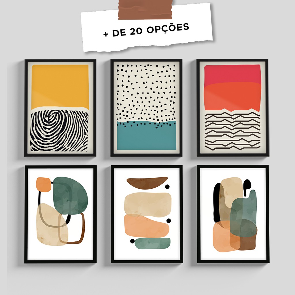 Quadros Decorativos Para Sala Moldura e Vidro Abstrato Moderno Quarto
