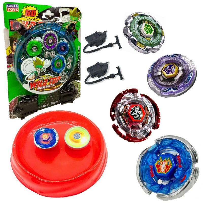 Dois Meninos Que Jogam Com Um Beyblade, Brinquedo Da Criança Da