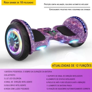 Hoverboard Overboard Infantil Adulto Skate Elétrico 10" Led Bluetooth Bateria De Grande Capacidade Motor Brushless