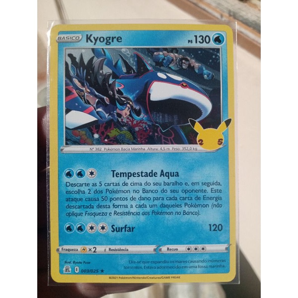 Carta Pokémon Lendário Kyogre Holográfico Original Copag