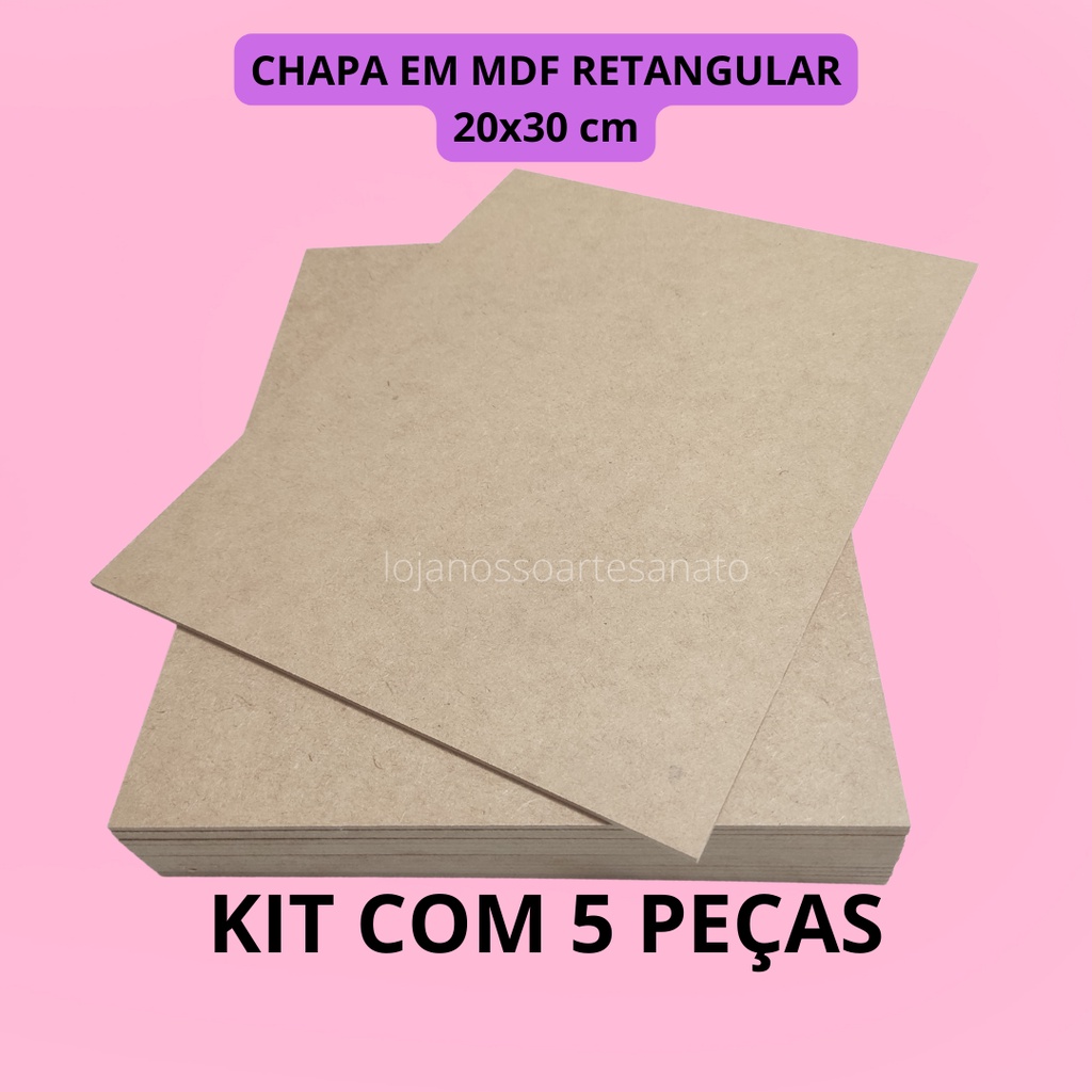 KIT 5 Chapa Placa Retangular em MDF para Artesanato Presente Decoração ...