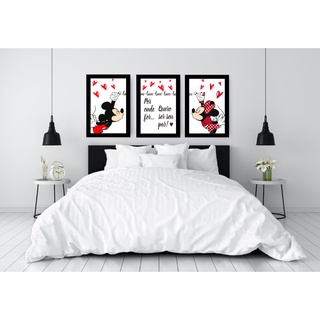 QUADRO PLACAS DECORATIVAS MINNIE MICKEY POR ONDE FOR PARA DECORAÇÃO DE QUARTO INFANTIL E CASAL MDF 18X28