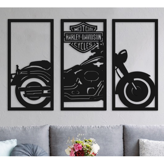 Quadro decorativo desenho moto Harley Davison