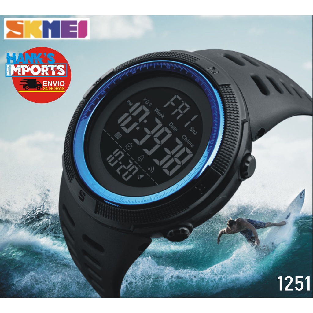 SKMEI 1251 Orologio Sportivo Digitale Uomo – Impermeabile 50m, Cassa XL, Cinturino In Gomma