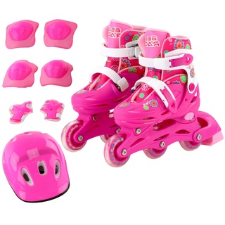 Ripley - SET RESCUE PATIN LINEA CON CASCO ROSA T31-34