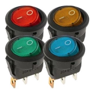 KIT 10 BOTÃO CHAVE GANGORRA INTERRUPTOR REDONDA C/ LED NEON.