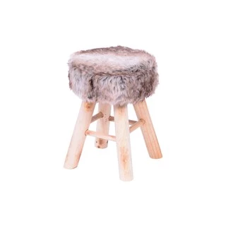 Banquinho Boxbit Peluxo Glamour Pelo Mescla Base Madeira