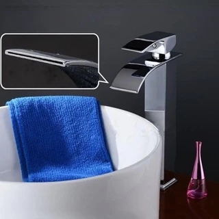 Torneira De Cuba Metal Cascata Preta Alta Banheiro Lavatório INOX Misturador Água Fria e Quente