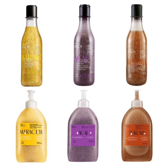 Sabonete Líquido Esfoliante Natura Ekos - 185ml: Maracujá, Açaí ou Tukumã (Regular ou Refil)