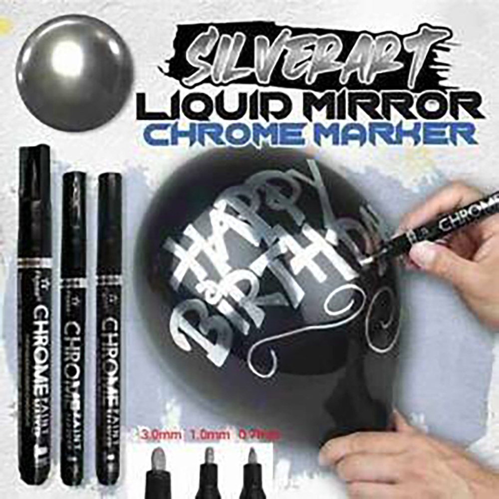 0.7 Milímetros 1.0 Milímetros Líquido 3.0 Milímetros Chrome Caneta Marcadores De Espelho Cromado Caneta Marcadores Caneta Metálico Prata Caneta De Tinta Permanente