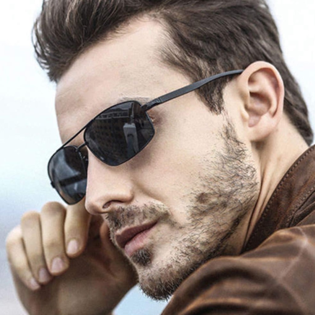 Óculos De Sol Quadrado Masculino Polarizado UV400 Preto S7088 Dirigir REF.3291