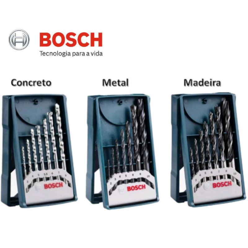 kit Brocas Bosch 21 Peças Metal Madeira e Concreto | Shopee Brasil