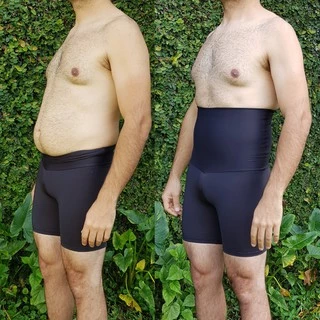 Bermuda Masculina Cinta modeladora de compressão forte de alta performance cós alto