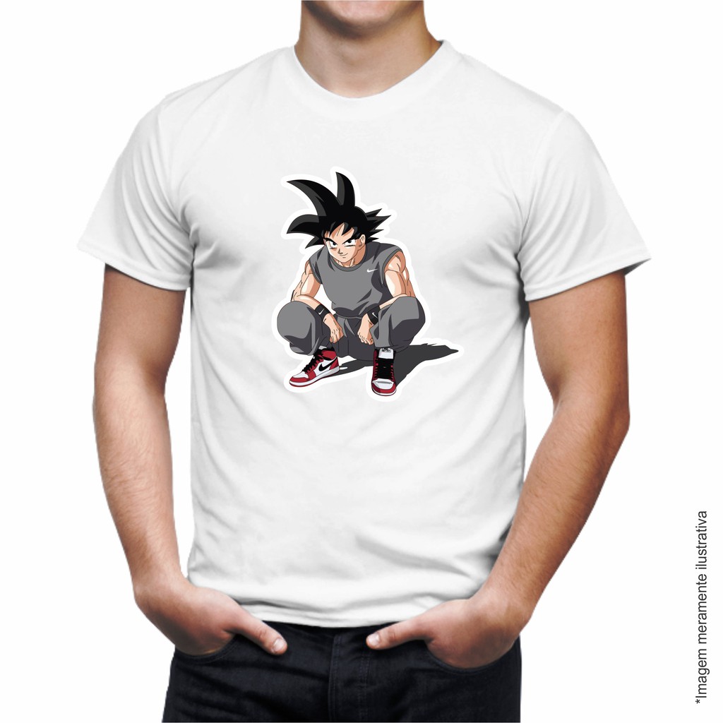 Camisa Camiseta Goku Dragon Ball Z Agachado 100 Poliester Shopee Brasil