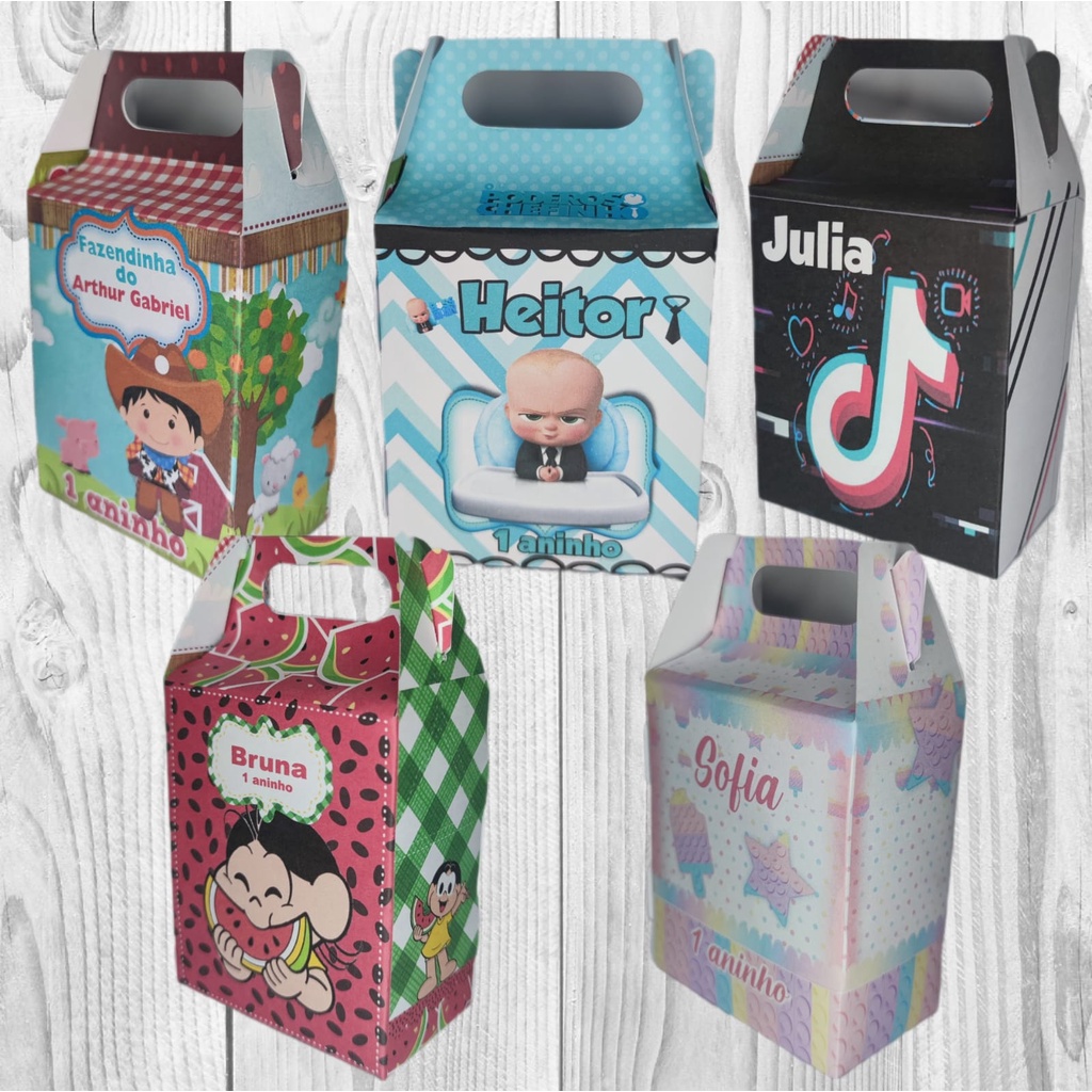 10 Caixinhas Surpresa Personalizadas Aniversário Festa Infantil ...