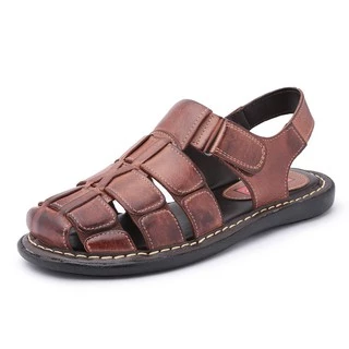 Sandalia Masculina Couro Fechada ou Aberta Com Velcro Pronta Entrega