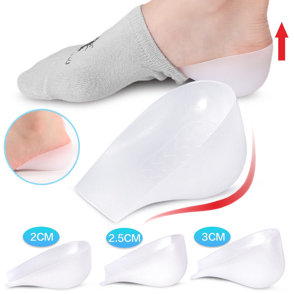 Height Increase Insole Unisex Pads silicone Gel Heel Cups Arch