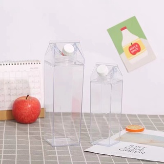 Garrafa Em Acrílico 500ml /1000Ideal P/ Leite Suco Água Oferta/500/1000ml Garrafa De Água De Acrílico Transparente E Em Formato De Caixa De Leite