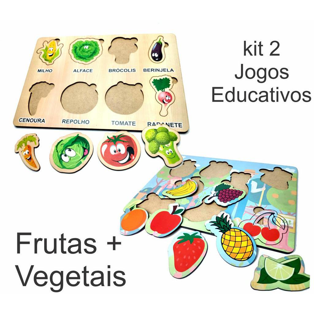 Brinquedos educativos montessorianos de madeira para crianças, jogo de  frutas e animais, jogos interativos infantis de