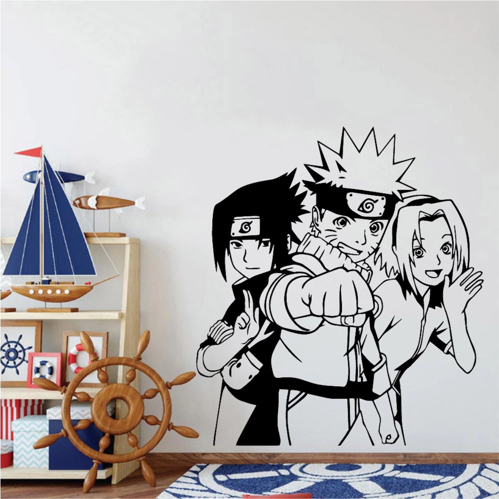Desenhos animados Anime Naruto Mangá Japonês Vinil Adesivo de Parede  Decoração Quarto Infantil Meninos Quarto Interior Decalque Mural Removível  Hy07- Na Parede Com Parede Preta Jardinagem L 63x57cm